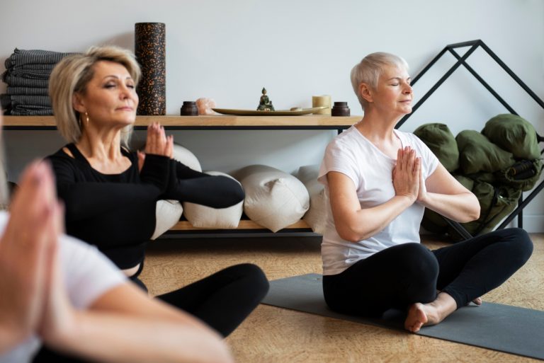 Two participants in a meditation class from Newbury